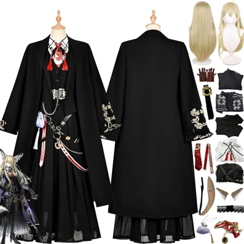 bbganlian Arknights Vulpisfoglia Cosplay Kostüm Outfit Spielcharakter Uniform Komplettes Set Halloween Party Karneval Dress Up Anzug mit Schwanz Perücke Falsches Ohr für Frauen (S) von bbganlian