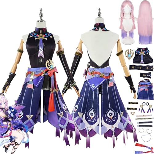 bbganlian Genshin Impact Citlali Cosplay Kostüm Outfit Spielcharakter Focalors Uniform Komplettes Set Halloween Party Karneval Dress Up Anzug mit Perücke Kopfschmuck für Frauen (L) von bbganlian