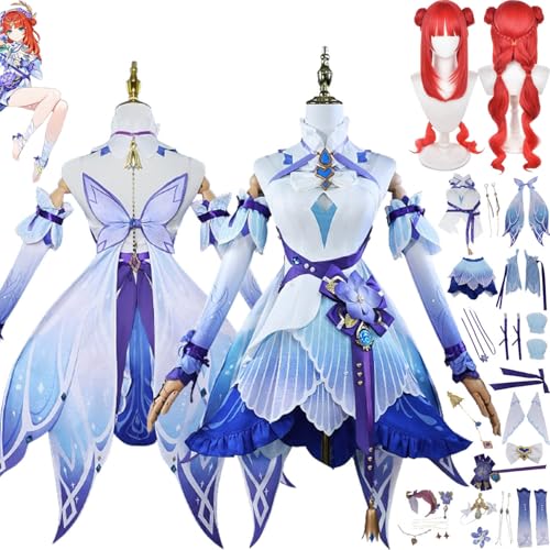 bbganlian Genshin Impact Nilou Breeze of Sabaa Cosplay Kostüm Outfit Spielcharakter Uniform Komplettes Set Halloween Party Karneval Dress Up Anzug mit Perücke für Frauen Mädchen (L) von bbganlian