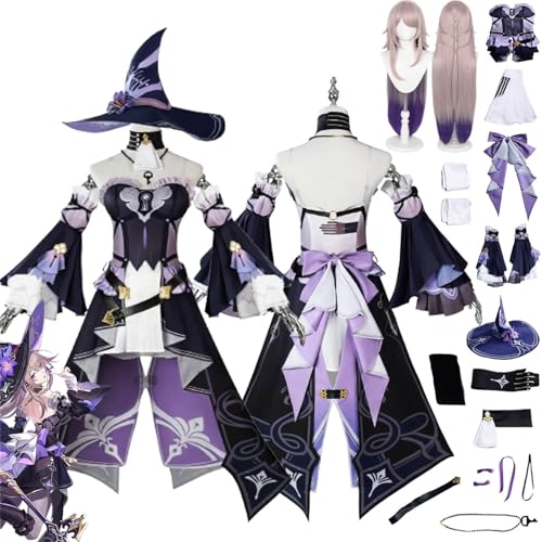 bbganlian Honkai Star Rail Herta Neue Haut Cosplay Kostüm Outfit Spielcharakter Kleider Uniform Komplettes Set Halloween Party Karneval Dress Up Anzug mit Hut Perücke für Frauen (S) von bbganlian