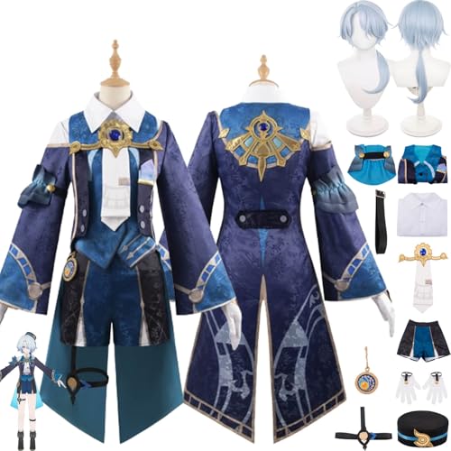 bbganlian Honkai Star Rail Misha Cosplay Kostüm Outfit Spiel Charakter Firefly Uniform Komplettes Set Halloween Karneval Party Dress Up Anzug mit Perücke Hut für Männer Jungen (M) von bbganlian