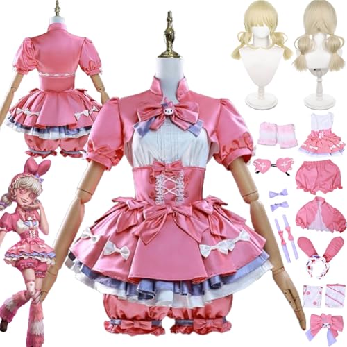 bbganlian Identity V Lily Barriere Cosplay Kostüm Outfit Spiel Charakter Uniform Komplettes Set Halloween Karneval Dress Up Anzug mit Perücke Kopfschmuck Brille für Frauen Mädchen (XXL) von bbganlian