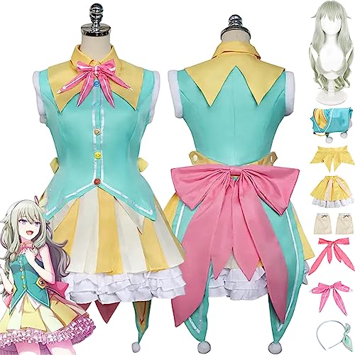 bbganlian Spiel Charakter Kusangai Nene Cosplay Kostüm Outfit Projekt Sekai bunte Bühne Uniform Full Set Halloween Dress Up Anzug mit Kopfschmuck Perücke für Frauen Mädchen (XS) von bbganlian