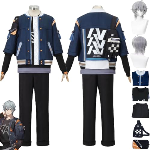 bbganlian Zenless Zone Zero Wise Cosplay Kostüm Outfit Spiel Charakter Uniform Komplettes Set Halloween Party Karneval Dress Up Anzug mit Perücke Umhängetasche für Männer Jungen (L) von bbganlian