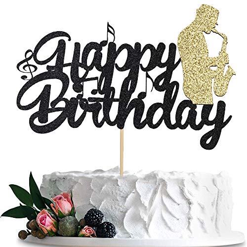 Biabisd Saxophon Kuchendekoration Saxophon Musik Themed Cake Toppers Saxophon Musik Liebhaber Geburtstag Party Supplies Glitter Dekorationen von bd1