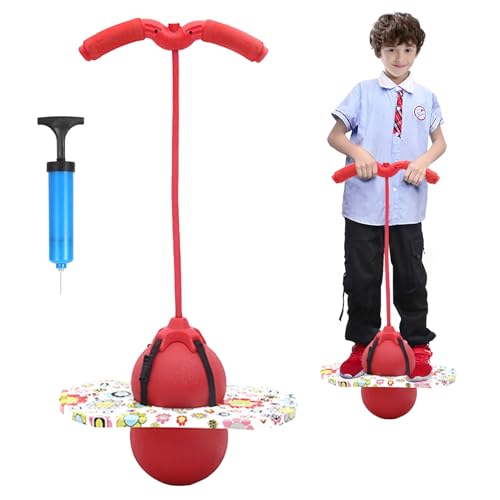 Pogo Stick für Kinder,Pogo mit Griffen,100KG ausgeglichen und koordiniert Bouncing,Griffe sind verstellbar Ausgestattet für Kinder und Erwachsene,Die zum Trainieren der Gleichgewichtsfähigkeit(Rot) von bechoanigel