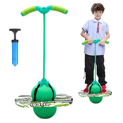 Pogo Stick für Kinder,Pogo mit Griffen,100KG ausgeglichen und koordiniert Bouncing,Griffe sind verstellbar Ausgestattet für Kinder und Erwachsene,Die zum Trainieren der Gleichgewichtsfähigkeit(Grün) von bechoanigel