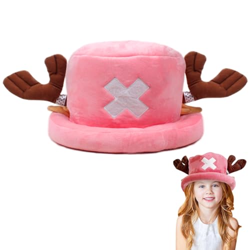 bechoanigel Anime Cosplay Hut, One Piece Chopper-Mütze, Anime Cartoon Hat, Winterplüschmütze, Süße Hüte Warm und Bequem, Cosplay Party Geburtstag Plüschmütze, Rosa Hüte für Erwachsene und Kinder von bechoanigel