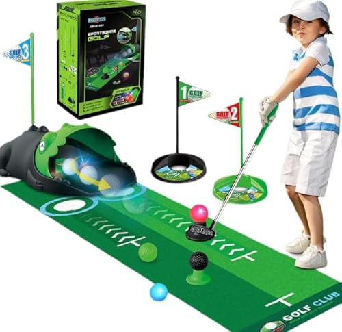 bechoanigel Minigolf Set Spielzeug für Kinder, 18PCS Indoor Outdoor Minigolf für Zuhause, Minigolf Set mit 3 Bunten Golfschläger, 8 Bälle, Geschenke für Kindergolffans, Putting Matte Spielzeug(18PCS) von bechoanigel