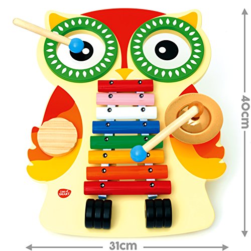 Musikinstrument - Musiktisch aus Holz - Xylophon, Guiro, 2 Trommeln und Becken | Musikalisches Set für Babys | Musikalische Aktivitäten | Kinder Geburtstagsgeschenke & Montessori 12 Monate+. von bee SMART