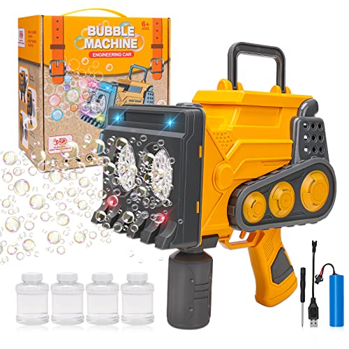 Seifenblasenpistole Kinder, Automatischer Bubble Machine mit LED und 4x100ml Seifenblasenlösung, Draussen Sommerspielzeug Seifenblasenmaschine für Junge/Mädchen/Erwachsene von beek