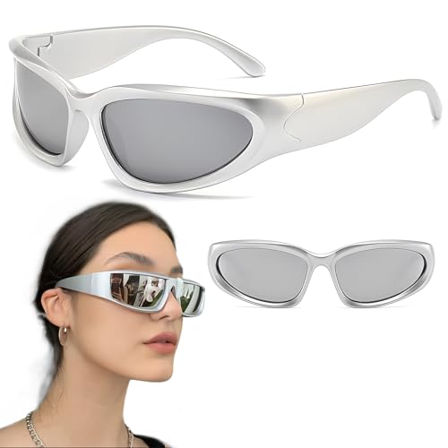 behone Futuristische Sonnenbrille Space Brille Alien Brille set Partybrille Funbrille Futuristische Brille für Rollenspiel Halloween Brillen Set (15.3 * 12.5 * 4.2) von behone