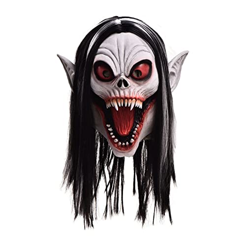 belupai Zombie-Vampir-Maske mit Langen Haaren, Halloween Horror Grimasse Geistermaske Dämonentöter für Halloween-Kostümzubehör(#1) von belupai