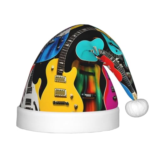 berbo Festliche Weihnachtsmütze für Kinder, weiches und warmes Weihnachtszubehör für Jungen und Mädchen (4-12 Jahre), bunte Gitarren von berbo