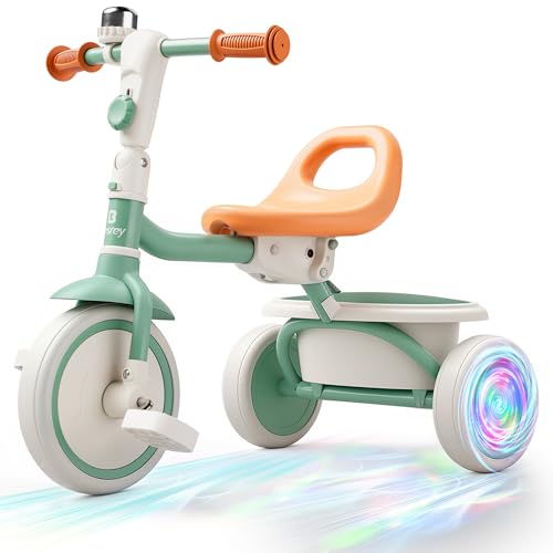 besrey Kinderdreirad mit Blinkrädern für Kinder von 18 Monaten bis 5 Jahren, Kleinkinderdreirad mit Klingel, Kinderdreirad, Geschenk und Spielzeug für Jungen und Mädchen, Grün besrey Kinderdreirad mit Blinkrädern für Kinder von 18 Monaten bis 5 Jahren, Kleinkinderdreirad mit Klingel, Kinderdreirad, Geschenk und Spielzeug für Jungen und Mädchen, Grün von besrey