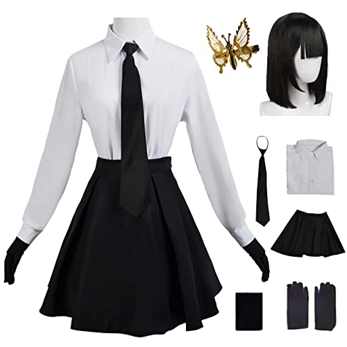 bi bi hou Akiko Yosano Cosplay Kostüm Komplettes Set mit Perücke Anime Bungo Stray Dogs Cosplay Verkleidung Yosano Akiko Uniform Halloween Karneval Party Bühnenauftritt Kostüm Erwachsene von bi bi hou