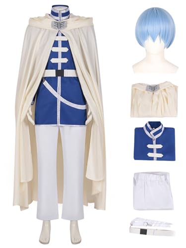 bi bi hou Anime Frieren at the Funeral Himmel Cosplay Kostüm Set mit Perücke Frieren Verkleidung Himmel Costume Halloween Karneval Weihnachten Party Bühnenauftritt Kostüm für Erwachsene von bi bi hou