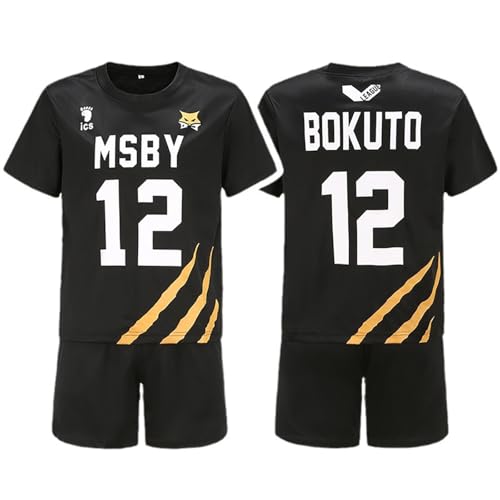 bi bi hou Anime Haikyuu Cosplay Kostüm Msby Trikot Set T-Shirt und Shorts Haikyuu Verkleidung Bokuto Kotaro Volleyball Club Uniform Jersey Weihnachten Halloween Karneval Party Sport Kostüm von bi bi hou