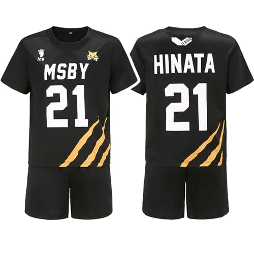 bi bi hou Anime Haikyuu Cosplay Kostüm Msby Trikot Set T-Shirt und Shorts Haikyuu Verkleidung Hinata Shoyo Volleyball Club Uniform Jersey Weihnachten Halloween Karneval Party Sport Kostüm von bi bi hou