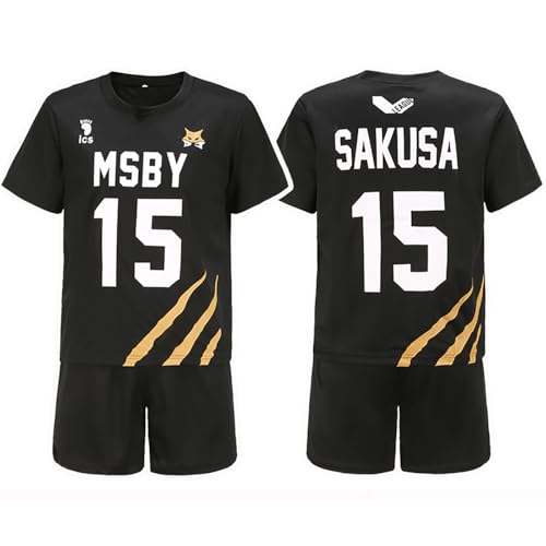 bi bi hou Anime Haikyuu Cosplay Kostüm Msby Trikot Set T-Shirt und Shorts Haikyuu Verkleidung Sakusa Kiyoomi Volleyball Club Uniform Jersey Weihnachten Halloween Karneval Party Sport Kostüm von bi bi hou