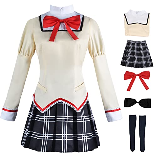 bi bi hou Anime Puella Magi Madoka Magica Cosplay Kostüm Set Kaname Madoka/Akemi Homura/Tomoe Mami/Miki Sayaka/Sakura Kyouko Cosplay Schule Uniform Kleid Halloween Karneval Verkleidung von bi bi hou