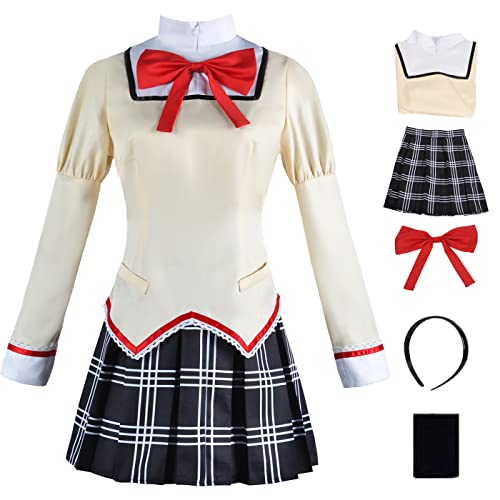 bi bi hou Anime Puella Magi Madoka Magica Cosplay Kostüm Set Kaname Madoka/Akemi Homura/Tomoe Mami/Miki Sayaka/Sakura Kyouko Cosplay Schule Uniform Kleid Halloween Karneval Verkleidung von bi bi hou