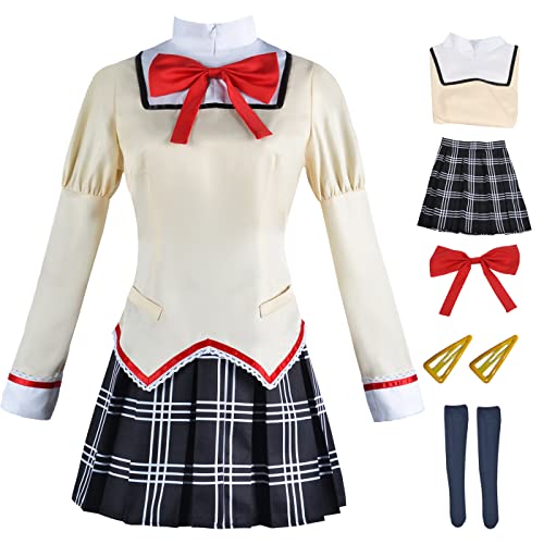 bi bi hou Anime Puella Magi Madoka Magica Cosplay Kostüm Set Kaname Madoka/Akemi Homura/Tomoe Mami/Miki Sayaka/Sakura Kyouko Cosplay Schule Uniform Kleid Halloween Karneval Verkleidung von bi bi hou