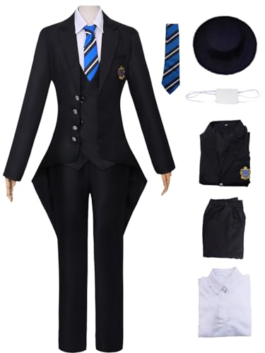 bi bi hou Ciel Cosplay Kostüm Set mit Perücke und Hut Anime Kuroshitsuji Verkleidung Ciel Phantomhive Schuluniform Weihnachten Halloween Karneval Party Bühnenauftritt Kostüm von bi bi hou