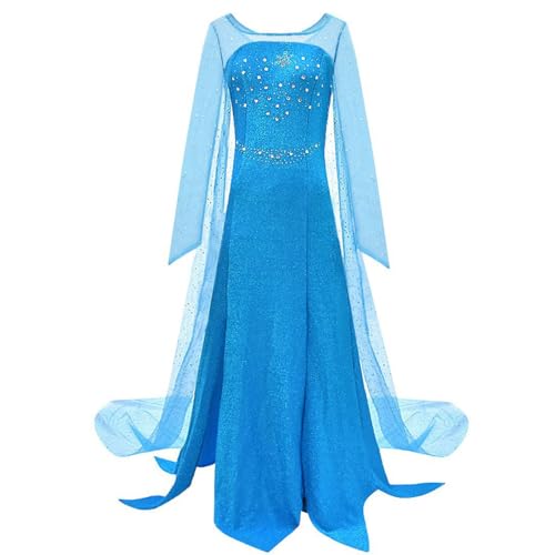 bi bi hou Damen Elsa Prinzessin Kleid mit Perücke Schneekönigin Verkleidung Prinzessin Elsa Cosplay Kostüm Weihnachten Halloween Karneval Party Bühnenauftritt Kostüm für Erwachsene von bi bi hou