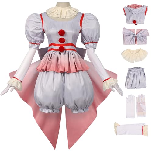 bi bi hou Damen Pennywise Kostüm Komplettes Set Film Clown IT Verkleidung Killer Clown Girl Pennywise Kleid Terror Scary Psychopath Halloween Cosplay Karneval Party Bühnenauftritt Kostüm bi bi hou Damen Pennywise Kostüm Komplettes Set Film Clown IT Verkleidung Killer Clown Girl Pennywise Kleid Terror Scary Psychopath Halloween Cosplay Karneval Party Bühnenauftritt Kostüm von bi bi hou