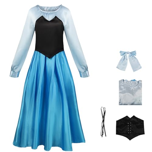 bi bi hou Damen Prinzessin Ariel Kleid mit Zubehör Perücke Ariel Cosplay Verkleidung Prinzessin Kostüm Weihnachten Halloween Karneval Party Bühnenauftritt Kostüm für Erwachsene von bi bi hou