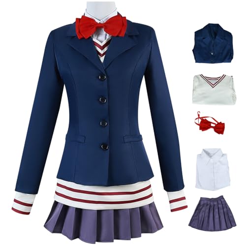 bi bi hou Dandadan Cosplay Shiratori Aira Kostüm Set mit Perücke Anime Dan Da Dan Verkleidung Aira Shiratori Cosplay JK Uniform Weihnachtstag Halloween Karneval Party Bühnenauftritt Kostüm Erwachsene von bi bi hou