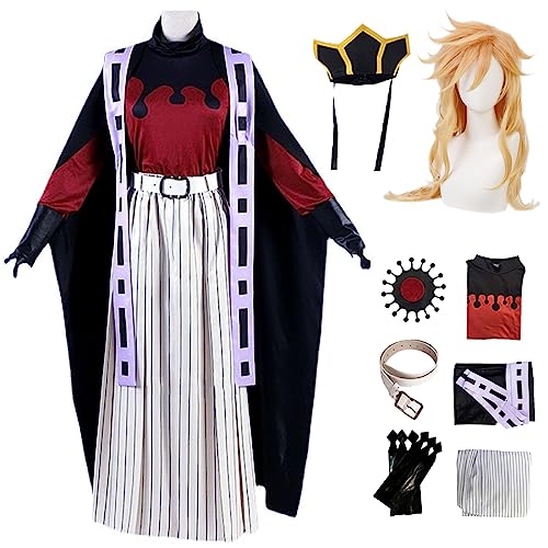 bi bi hou Douma Cosplay Kostüm Komplett mit Hüte und Perücke Anime Cosplay Kostüm Kimetsu no Yaiba Cosplay Kimono Halloween Karneval Party Performance Kostüm Erwachsene Unisex von bi bi hou