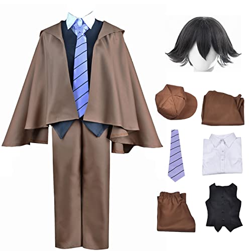 bi bi hou Edogawa Rampo Cosplay Kostüm Komplettes Set mit Perücke Anime Bungo Stray Dogs Cosplay Verkleidung Rampo Edogawa Uniform Halloween Karneval Party Bühnenauftritt Kostüm Erwachsene von bi bi hou