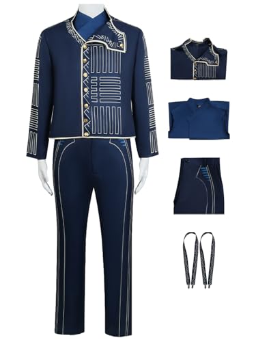 bi bi hou Fiyero Cosplay Kostüm Wicked Hexe Fiyero Verkleidung Hexen Kostüm Prinz Fiyero Uniform Blau Weihnachtstag Halloween Karneval Party Bühnenauftritt Kostüm Erwachsene von bi bi hou