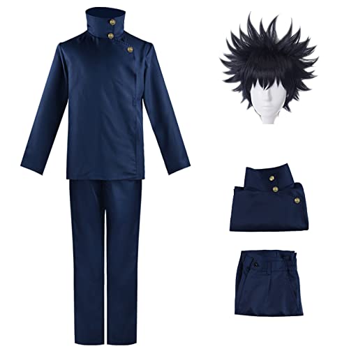 bi bi hou Fushiguro Megumi Cosplay Kostüm Komplettes Set mit Perücke Anime Jujutsu Kaisen Cosplay Verkleidung Megumi Fushiguro Cosplay Schuluniform Halloween Karneval Party Kostüm Erwachsene von bi bi hou