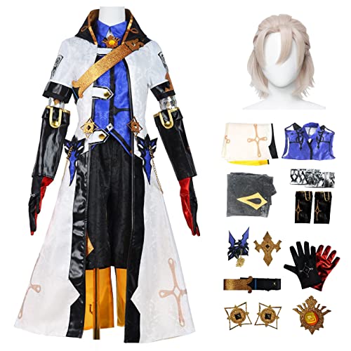 bi bi hou Genshin Impact Albedo Cosplay Kostüm Komplettes Set mit Perücke Genshin Albedo Cosplay Verkleidung Albedo Cosplay Uniform Halloween Karneval Party Bühnenauftritt Kostüm Erwachsene von bi bi hou