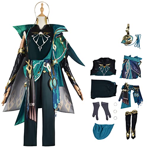 bi bi hou Genshin Impact Alhaitham Cosplay Kostüm Set mit Perücke Genshin Alhaitham Cosplay Verkleidung Alhaitham Cosplay Uniform Halloween Karneval Party Bühnenauftritt Kostüm Erwachsene von bi bi hou