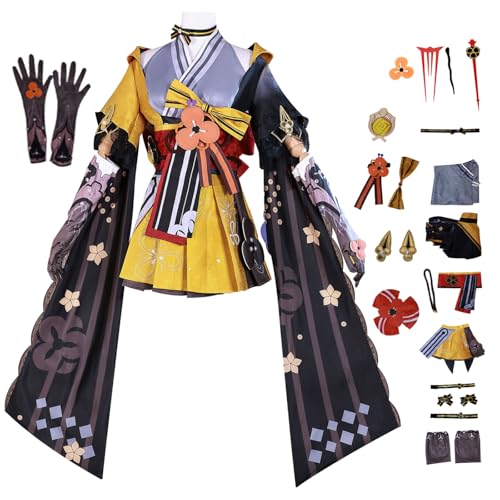 bi bi hou Genshin Impact Chiori Cosplay Kostüm Set mit Perücke Genshin Cosplay Verkleidung Chiori Cosplay Uniform Weihnachtstag Halloween Karneval Party Bühnenauftritt Kostüm Erwachsene von bi bi hou