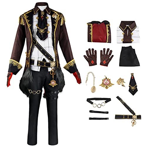 bi bi hou Genshin Impact Diluc Cosplay Kostüm Komplettes Set mit Perücke Genshin Diluc Cosplay Verkleidung Diluc Cosplay Uniform Halloween Karneval Party Bühnenauftritt Kostüm Erwachsene von bi bi hou