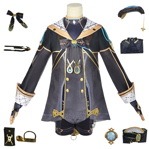 bi bi hou Genshin Impact Freminet Cosplay Kostüm Komplettes Set mit Perücke Genshin Freminet Cosplay Verkleidung Freminet Cosplay Uniform Halloween Karneval Party Bühnenauftritt Kostüm von bi bi hou