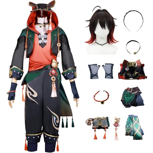 bi bi hou Genshin Impact Gaming Cosplay Kostüm Komplettes Set mit Perücke Genshin Gaming Cosplay Verkleidung Gaming Cosplay Uniform Halloween Karneval Party Bühnenauftritt Kostüm von bi bi hou