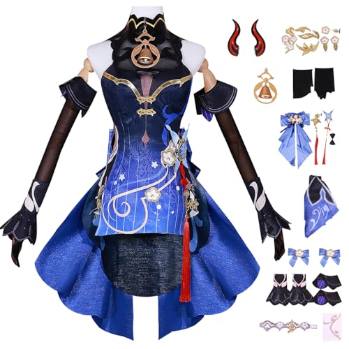 bi bi hou Genshin Impact Ganyu Cosplay Kostüm Komplettes Set mit Perücke Genshin Ganyu Cosplay Verkleidung Ganyu Cosplay New Skin Halloween Karneval Party Bühnenauftritt Kostüm von bi bi hou