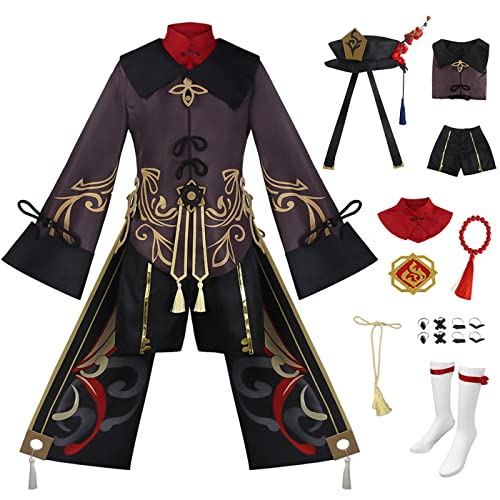 bi bi hou Genshin Impact Hutao Cosplay Kostüm Komplettes Set Genshin Cosplay Verkleidung Hu Tao Cosplay Kostüm Halloween Karneval Party Bühnenauftritt Kostüm Erwachsene Damen von bi bi hou