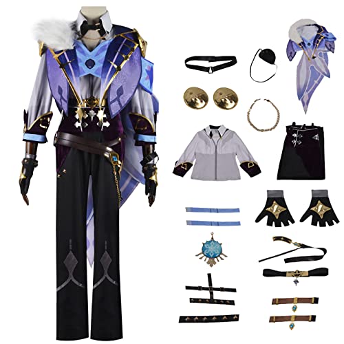 bi bi hou Genshin Impact Kaeya Cosplay Kostüm Komplettes Set mit Perücke Genshin Kaeya Cosplay Verkleidung Kaeya Cosplay Uniform Halloween Karneval Party Bühnenauftritt Kostüm Erwachsene von bi bi hou