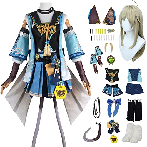 bi bi hou Genshin Impact Kirara Cosplay Kostüm Komplettes Set mit Perücke Genshin Kirara Cosplay Verkleidung Kirara Cosplay Uniform Halloween Karneval Party Bühnenauftritt Kostüm Erwachsene von bi bi hou