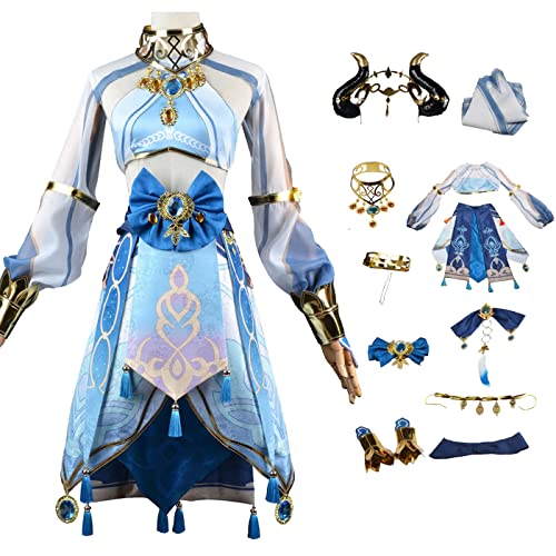 bi bi hou Genshin Impact Nilou Cosplay Kostüm Komplettes Set mit Perücke Genshin Nilou Cosplay Verkleidung Nilou Cosplay Uniform Halloween Karneval Party Bühnenauftritt Kostüm Erwachsene von bi bi hou