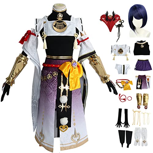 bi bi hou Genshin Impact Sara Cosplay Kostüm Komplettes Set mit Perücke Genshin Sara Cosplay Verkleidung Kujo Sara Cosplay Uniform Halloween Karneval Party Bühnenauftritt Kostüm Erwachsene von bi bi hou