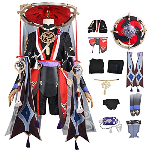 bi bi hou Genshin Impact Scaramouche Cosplay Kostüm Komplettes Set mit Hüte Genshin Cosplay Verkleidung Balladeer Cosplay Kimono Halloween Karneval Party Bühnenauftritt Kostüm Erwachsene von bi bi hou