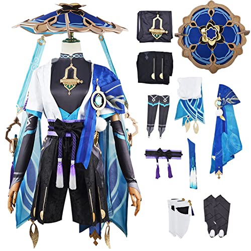 bi bi hou Genshin Impact Wanderer Cosplay Kostüm Komplettes Set mit Hüte Genshin Scaramouche Cosplay Verkleidung Balladeer Cosplay Kimono Halloween Karneval Party Bühnenauftritt Kostüm Erwachsene von bi bi hou